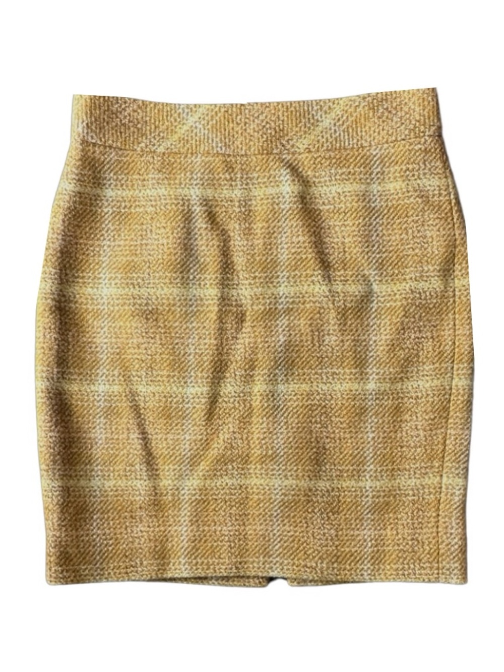 J Crew Plaid Wool Pencil Skirt 6 Honey Tan Tweed Textured Office Career Lined